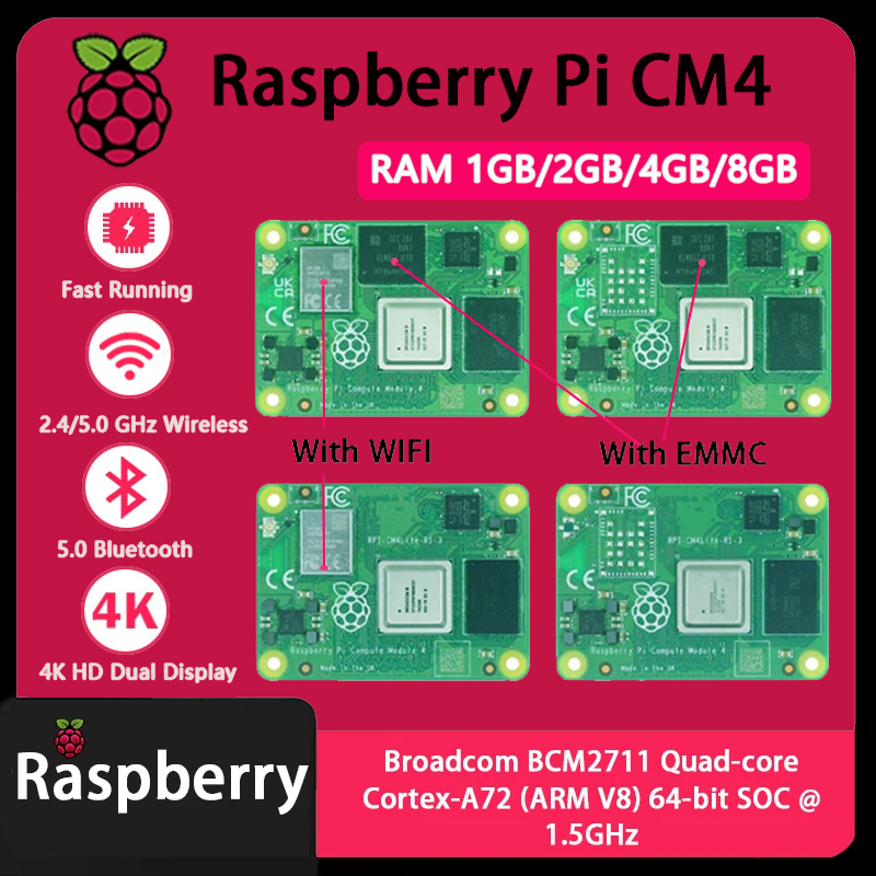 Compute Module 4 32Gb Wifi - Raspberry Pi CM4 1GB/2GB/4GB/8GB RAM Rpi