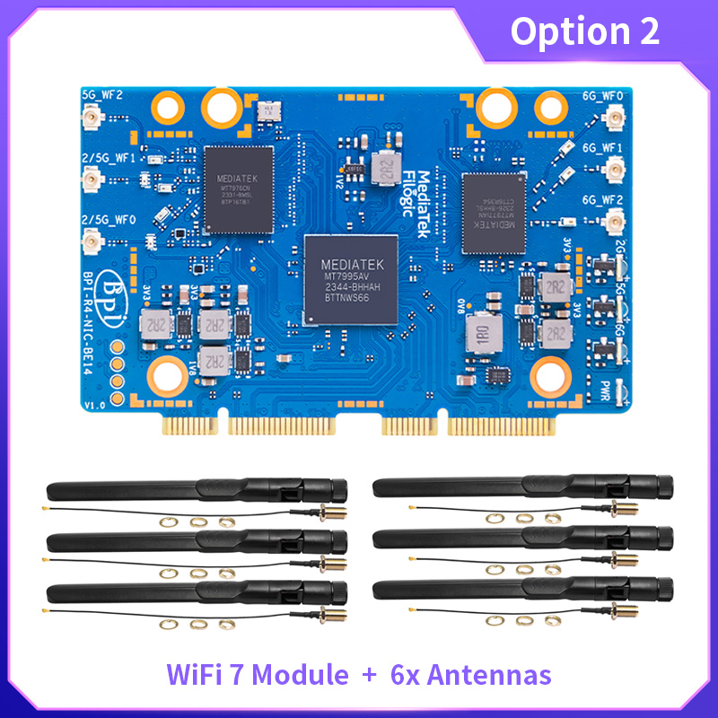 MediaTek MT7995AV 옵션 안테나가 포함된  - Bananapi Bpi R4 Wifi 7 리뷰 및 가격